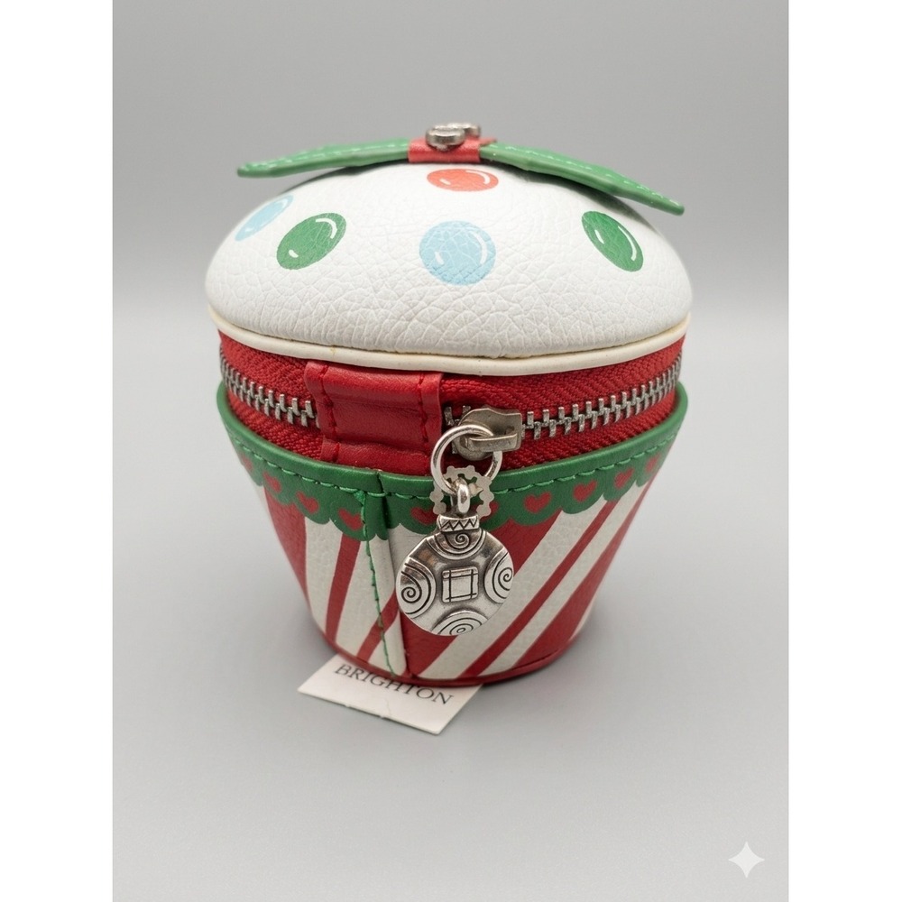 NWT Brighton Sweet Treats Christmas Cupcake Leather Coin Purse Bag Charm Holiday